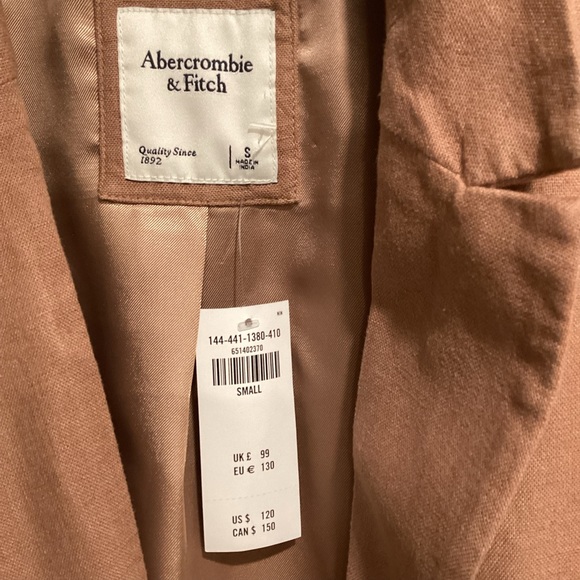 Abercrombie & Fitch Ladies Camel Linen-Blend Single-Breasted Blazer, Size S - Picture 5 of 10